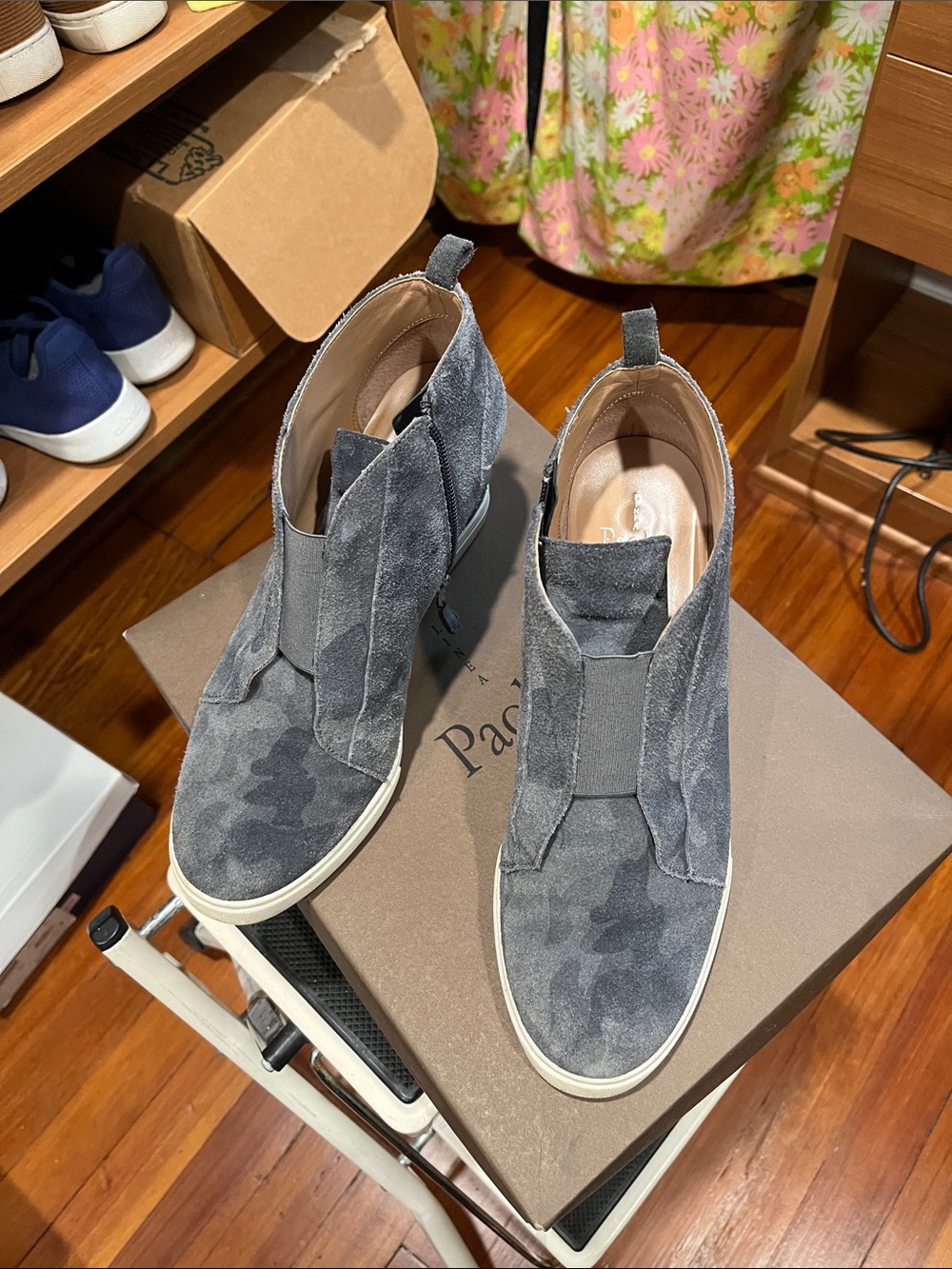 Linea Paolo Grey Suede Casual Sneaker Boot